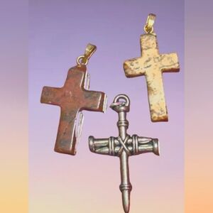 Three Cross Unique Pendants Lot Jewelry